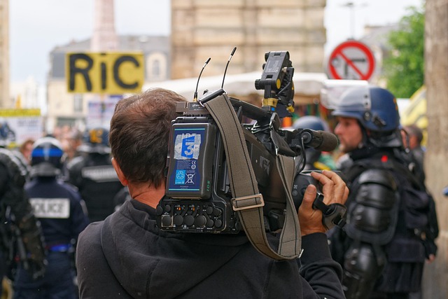 broadcast camera in television studio